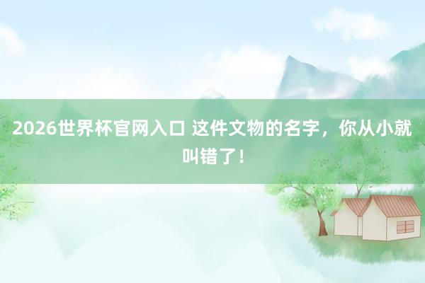 2026世界杯官网入口 这件文物的名字，你从小就叫错了！