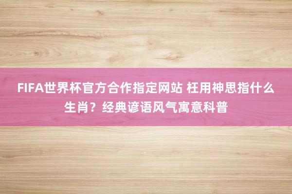 FIFA世界杯官方合作指定网站 枉用神思指什么生肖？经典谚语风气寓意科普