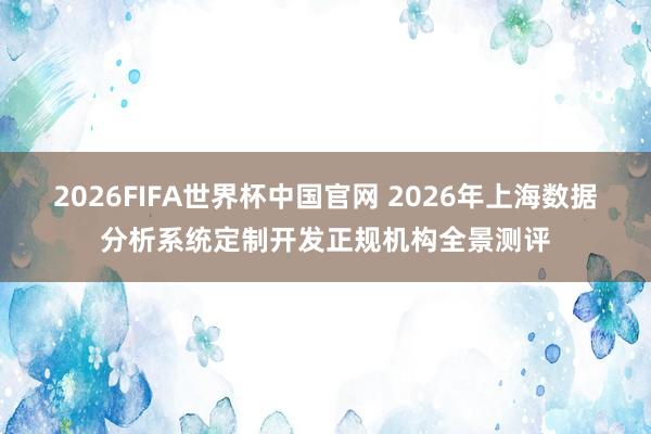 2026FIFA世界杯中国官网 2026年上海数据分析系统定制开发正规机构全景测评