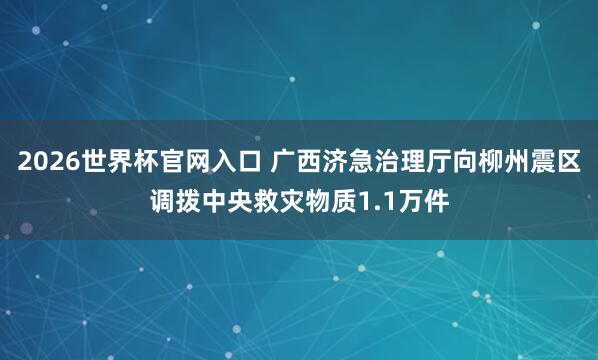 2026世界杯官网入口 广西济急治理厅向柳州震区调拨中央救灾物质1.1万件