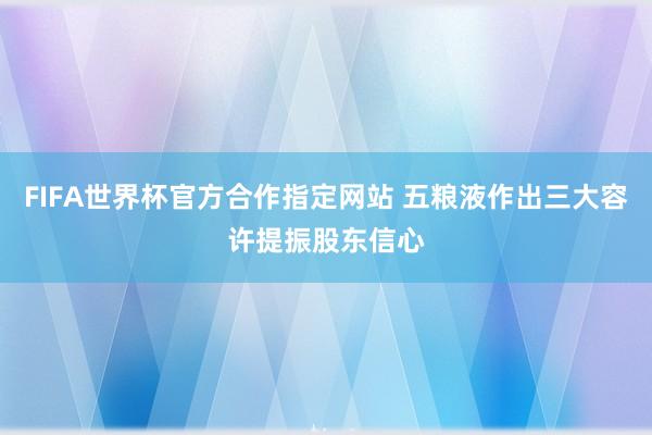 FIFA世界杯官方合作指定网站 五粮液作出三大容许提振股东信心