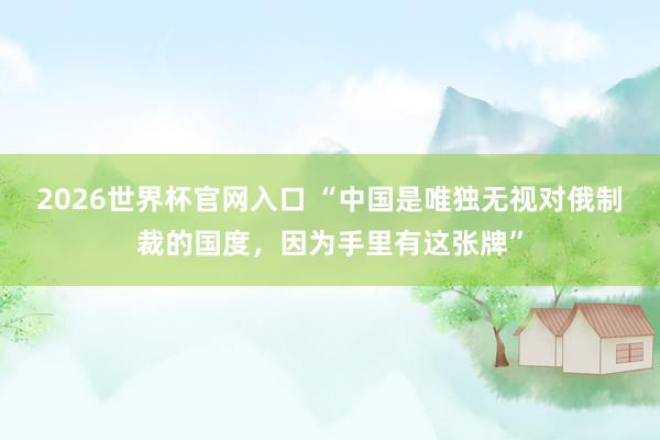 2026世界杯官网入口 “中国是唯独无视对俄制裁的国度,因为手里有这张牌”