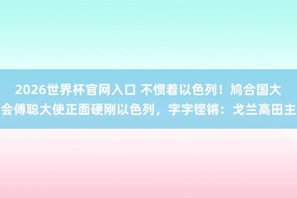 2026世界杯官网入口 不惯着以色列！鸠合国大会傅聪大使正面硬刚以色列，字字铿锵：戈兰高田主