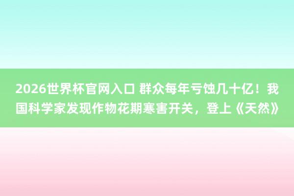 2026世界杯官网入口 群众每年亏蚀几十亿！我国科学家发现作物花期寒害开关，登上《天然》