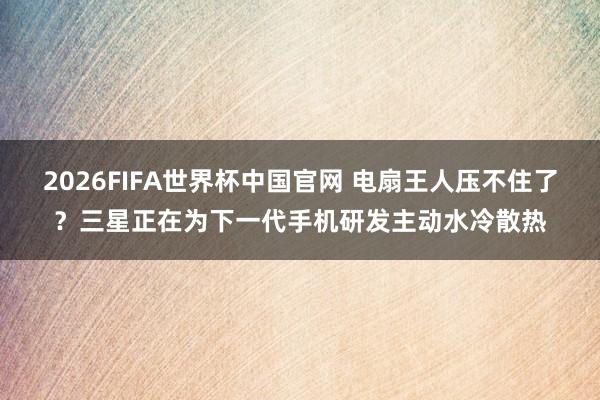 2026FIFA世界杯中国官网 电扇王人压不住了?三星正在为下一代手机研发主动水冷散热