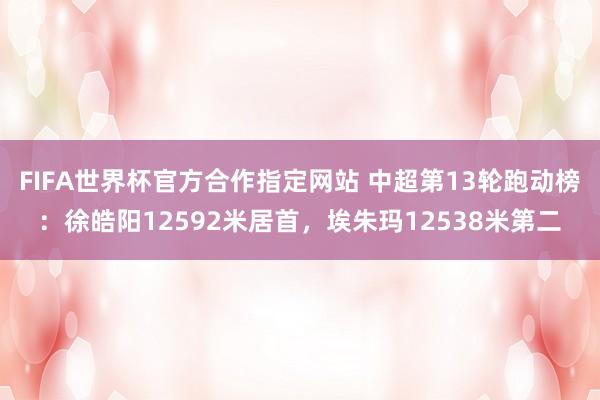 FIFA世界杯官方合作指定网站 中超第13轮跑动榜:徐皓阳12592米居首,埃朱玛12538米第二