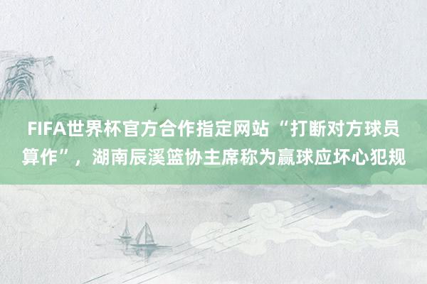 FIFA世界杯官方合作指定网站 “打断对方球员算作”，湖南辰溪篮协主席称为赢球应坏心犯规