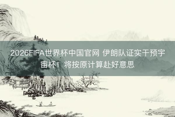 2026FIFA世界杯中国官网 伊朗队证实干预宇宙杯！将按原计算赴好意思
