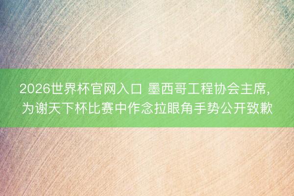 2026世界杯官网入口 墨西哥工程协会主席， 为谢天下杯比赛中作念拉眼角手势公开致歉