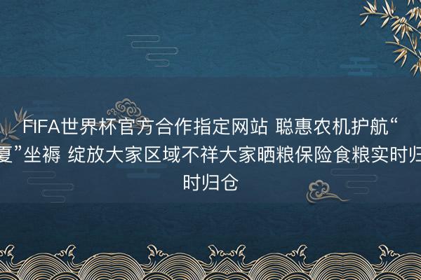 FIFA世界杯官方合作指定网站 聪惠农机护航“三夏”坐褥 绽放大家区域不祥大家晒粮保险食粮实时归仓